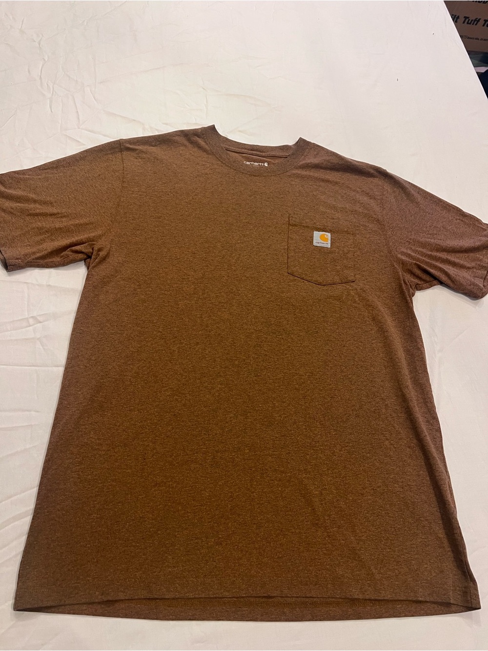Carhartt Men’s Brown Loose Fit Pocket T-Shirt LT Big & Tall Crew Neck